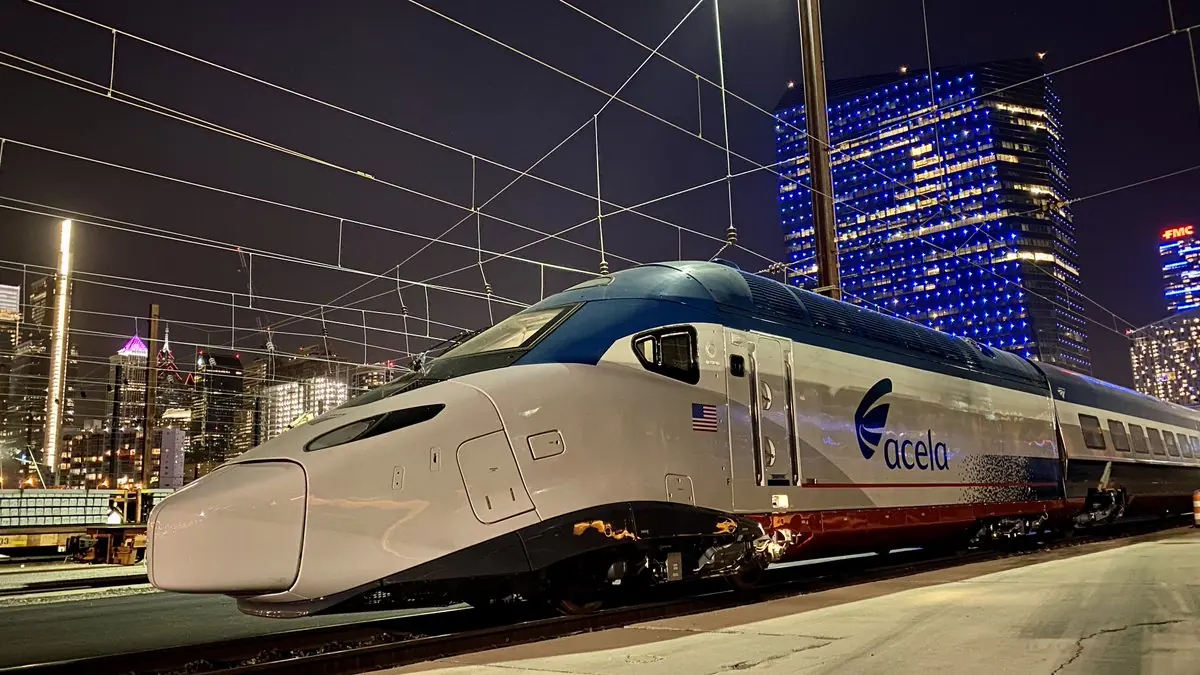 Alstom Avelia Liberty train at night